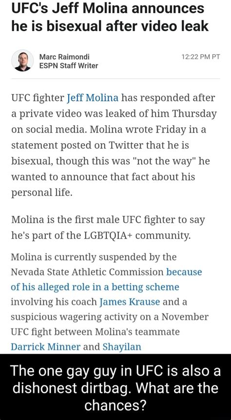 jeff molina videos|UFCs Jeff Molina announces he is bisexual after video leak